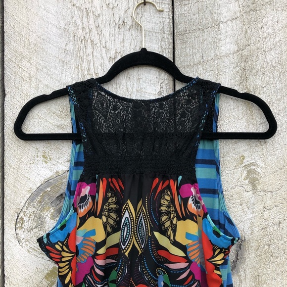 Anthropologie | blue striped floral back tank top - Picture 3 of 5